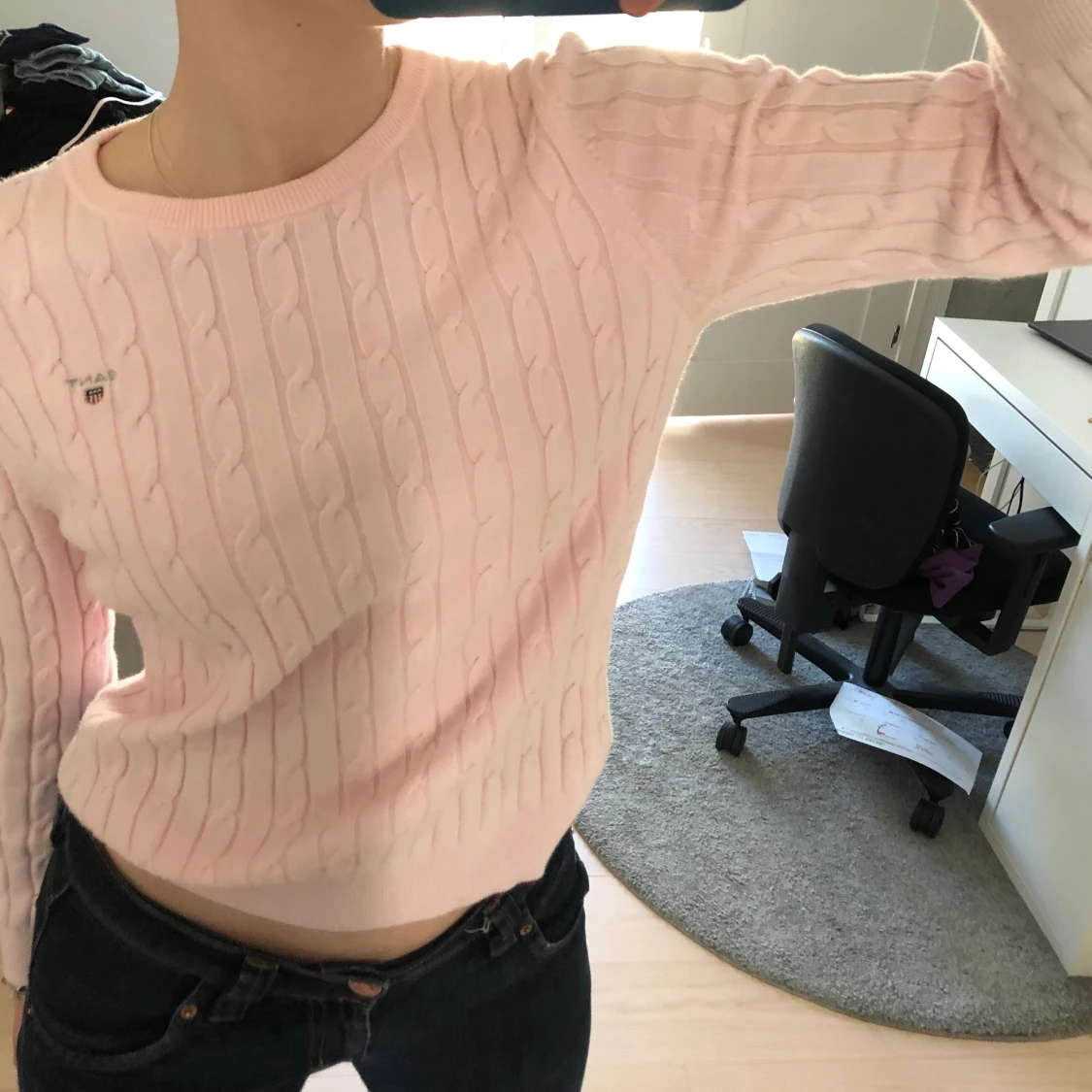 Rosa stickad GANT tröja storlek S - 90