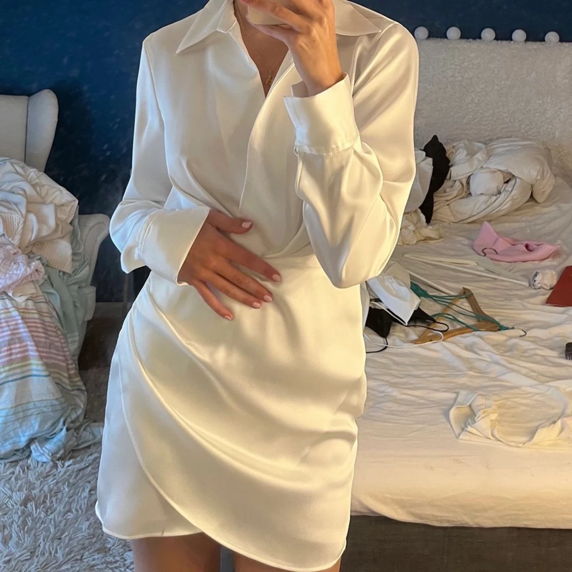 Vit satinkläning från zara