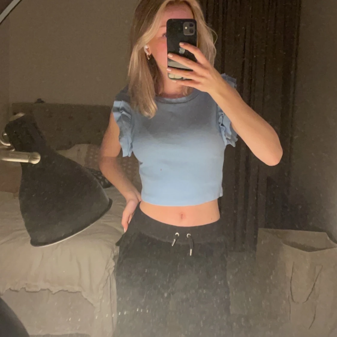 Blå volang topp - 91