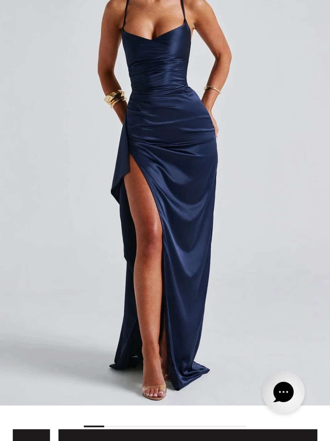 Marinblå långklänning med slits