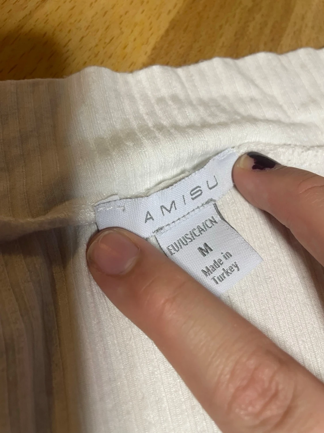 Vit ribbad långärmad topp - 2