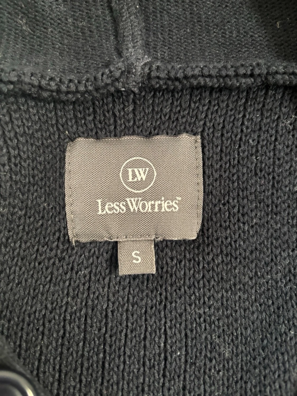 Mörkblå stickad hoodie med knappar - 4