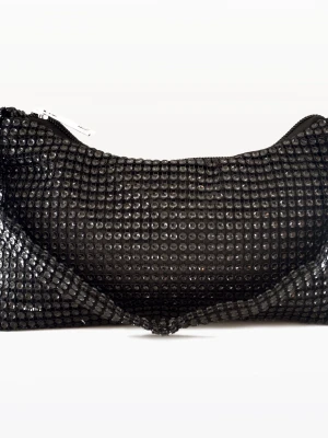 Partyväska  - En svart väska gjord av strass stenar med dragkedja och kortare band. Väskan är mjuk och perfekt som partyväska 