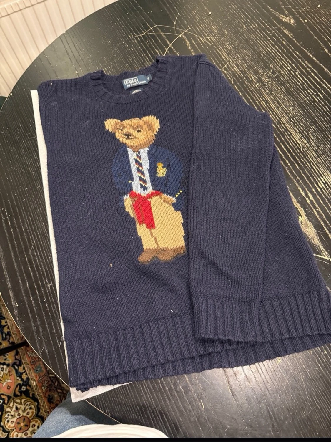 Mörkblå stickad tröja Polo Bear - 3