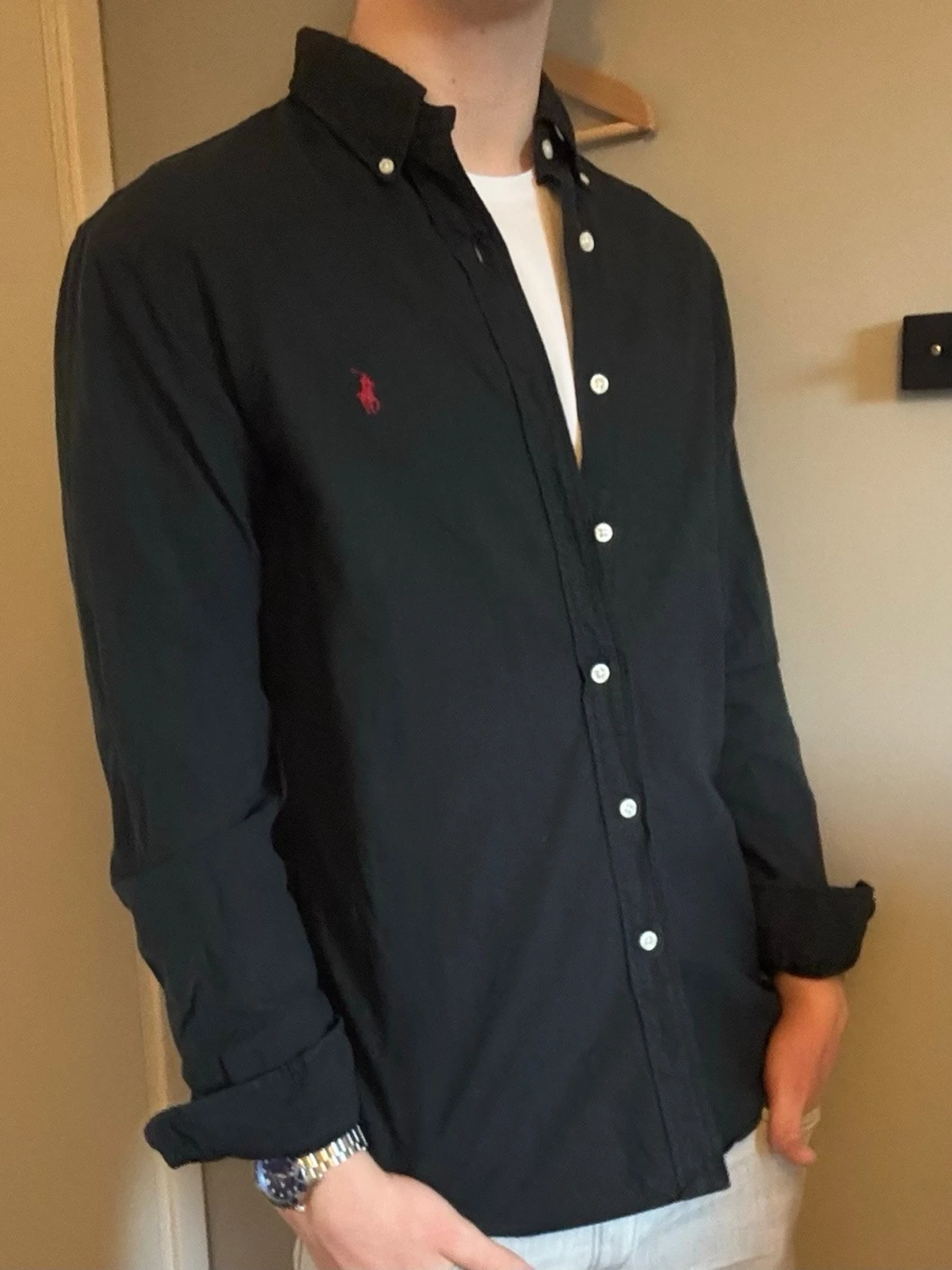 Svart Ralph Lauren skjorta – M Slim Fit