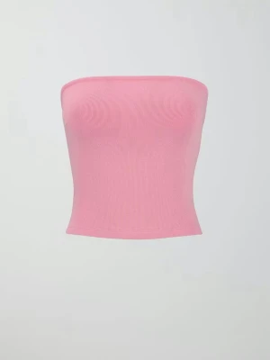 Rosa ribbad bandeau tubtopp -  rosa ribbad bandeau topp använd 2 ggr! 🩷