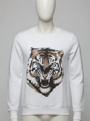 Gräddvit tunnare sweatshirt med tiger tryck. Strlk: 34 / XS. Bomull. Gina Tricot. Felfri.  - Gräddvit tunnare sweatshirt med tiger tryck. Strlk: 34 / XS. Bomull. Gina Tricot. Felfri. 