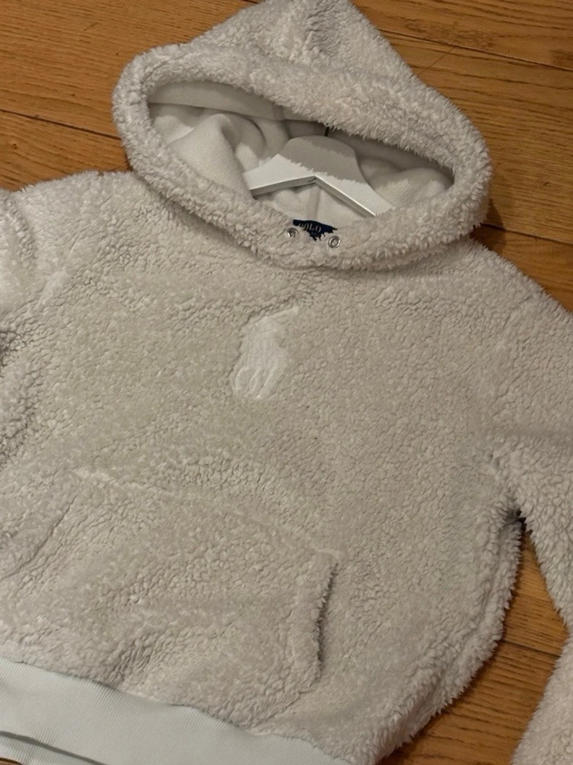 Polo Ralph Lauren teddy/fleece hoodie vit S - 1