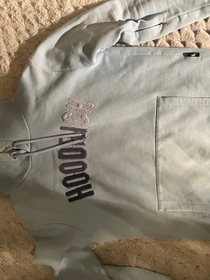 Ljusgrå hoodie med broderad text - Snygg ljusgrå hoodie från Hoodrich med broderad text i olika nyanser på bröstet. Klassisk känguruficka framtill och justerbar huva med dragsko. Perfekt för en avslappnad och trendig stil. Pris går att diskutera, hör av dig vid frågor! 