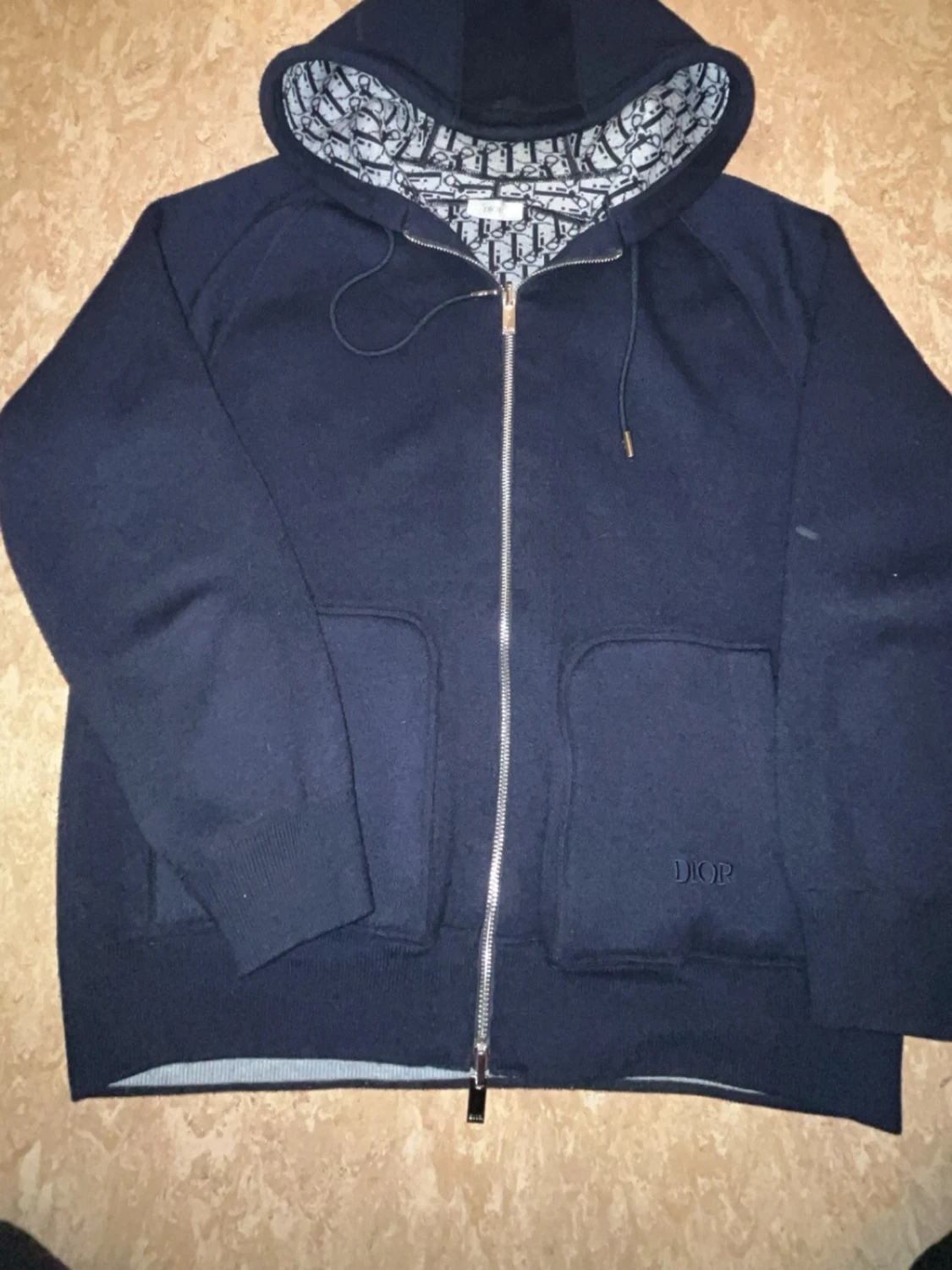 Mörkblå Kashmire hoodie - 1