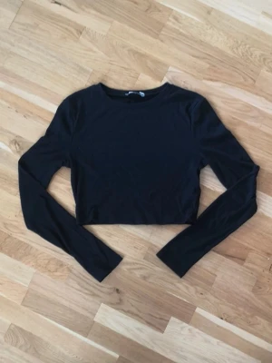 Svart croppad långärmad topp - Svart croppad topp med långa ärmar och rund halsringning.
