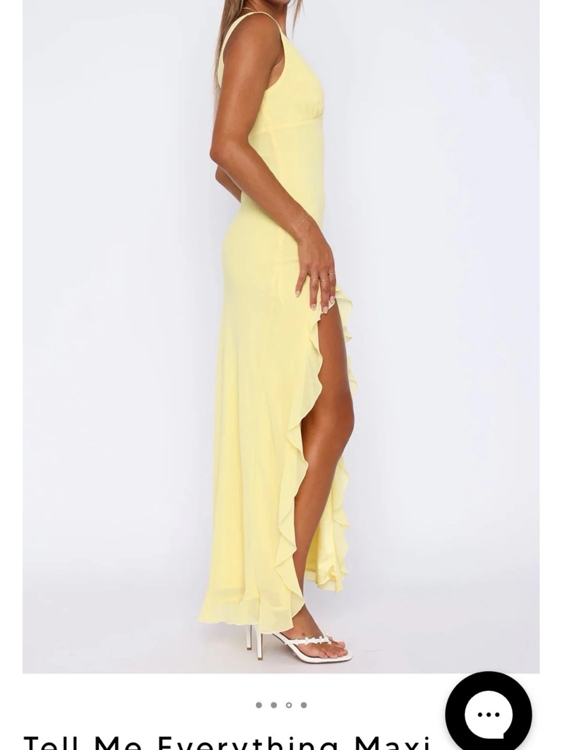Ljusgul maxiklänning med volang - 1