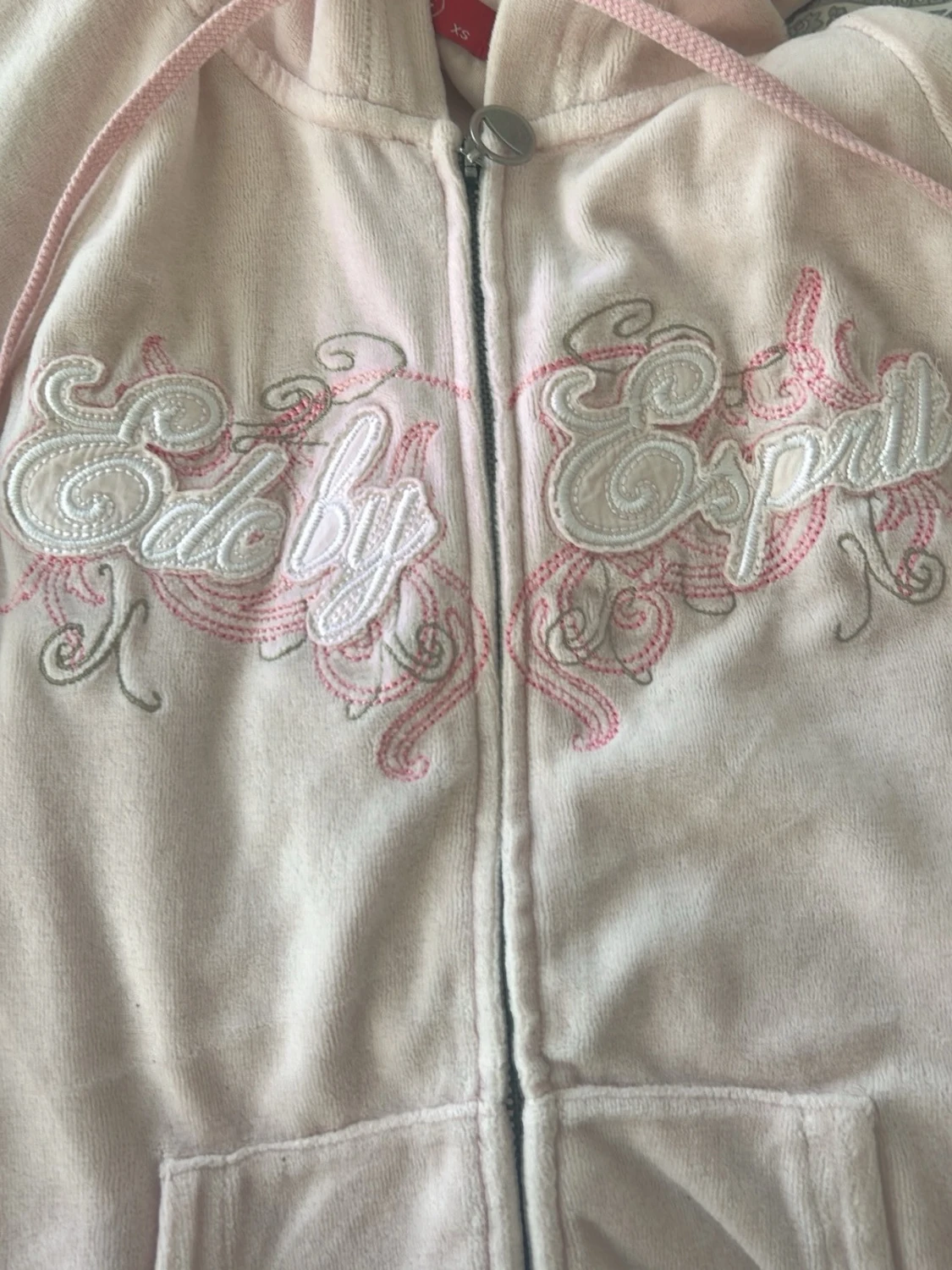 Ljusrosa Ed Hardy hoodie med dragkedja - 2
