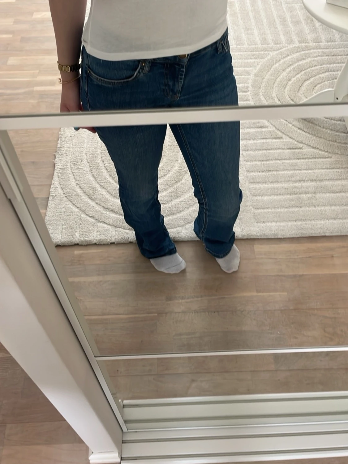 Blå bootcut jeans med låg midja - 3