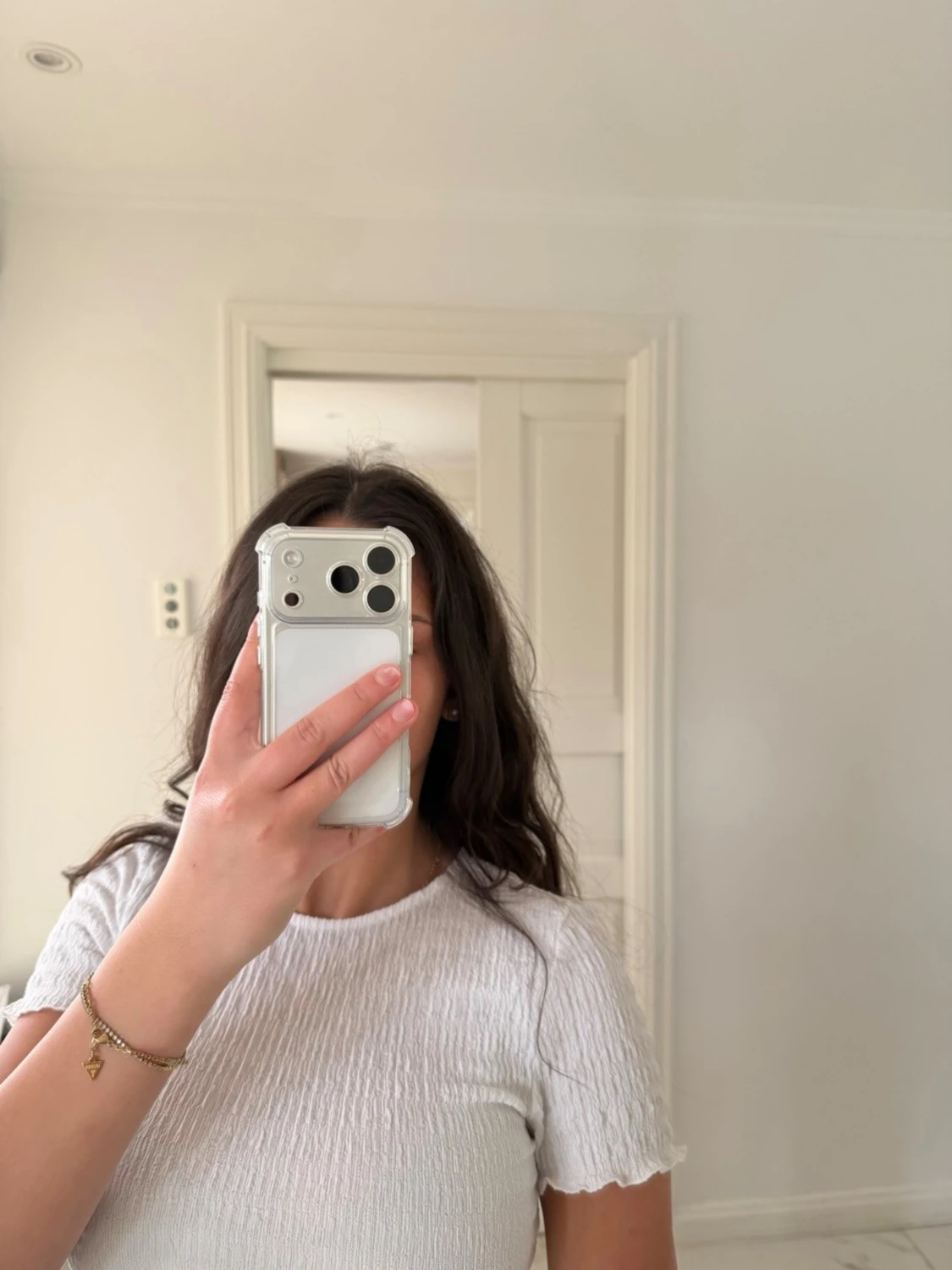 Vit croppad ribbad topp - 2