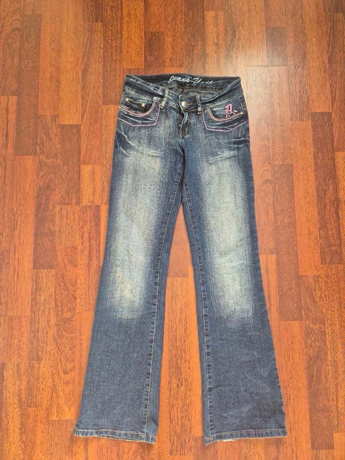 Blå bootcut jeans med broderi - 1