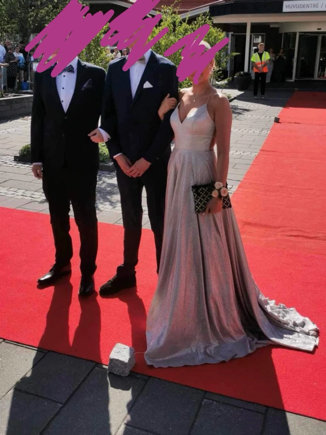 Balklänning champagne/silver glitter