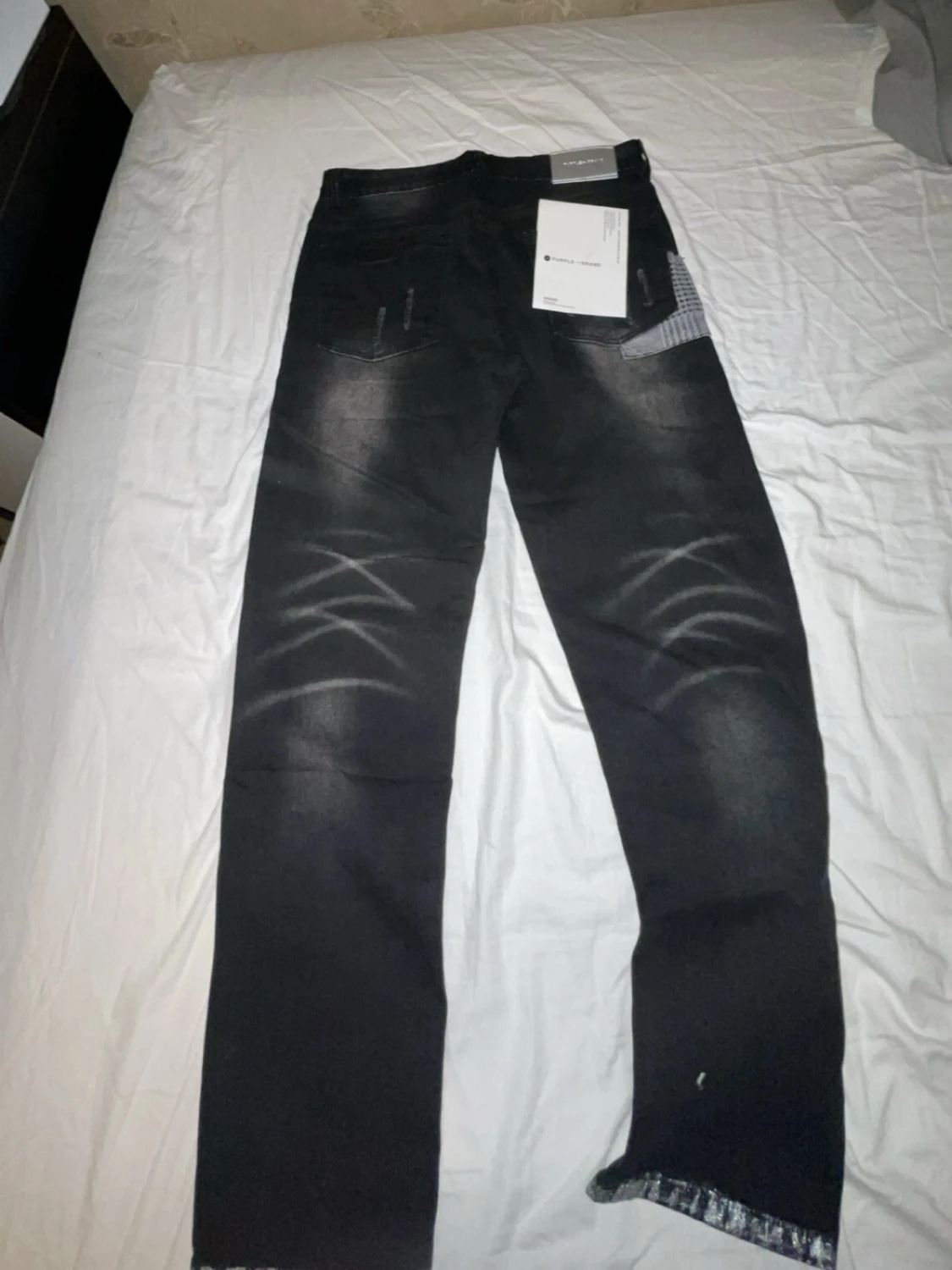 Svarta slitna jeans med raka ben - 1