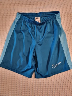 Blå sportshorts från Nike - Snygga blå sportshorts från Nike med ljusblå sidopaneler och klassisk vit Nike-logga på benet. Dri-fit. Fast pris, inga byten.