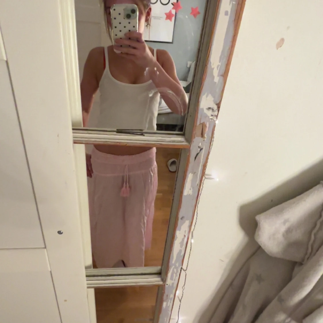 Ljusrosa långkjol med snörning
