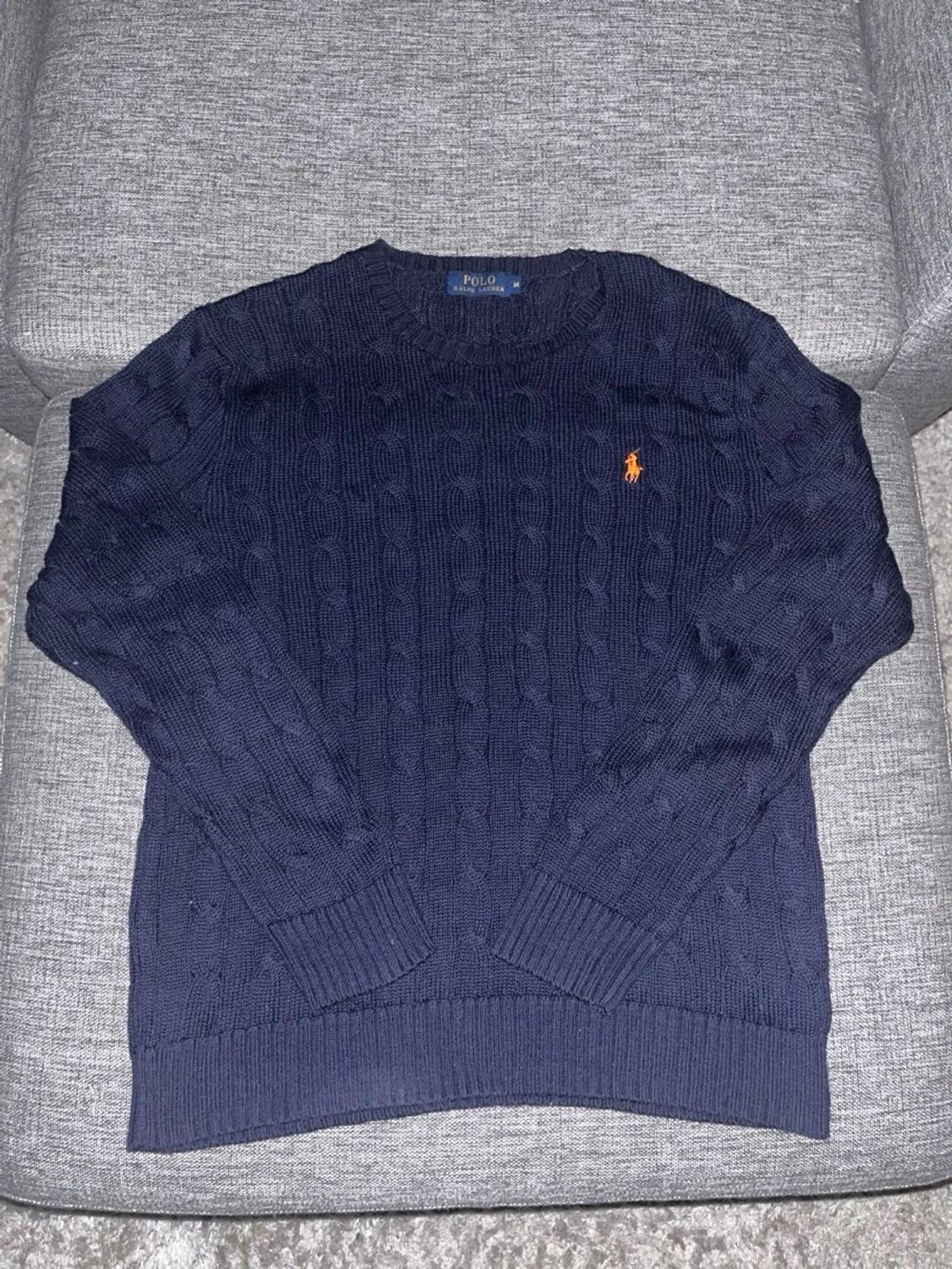 Mörkblå kabelstickad tröja Polo Ralph Lauren