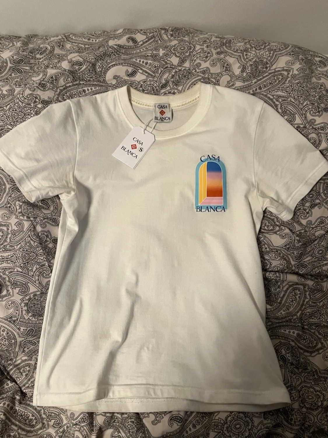 Vit Casa Blanca t-shirt med tryck