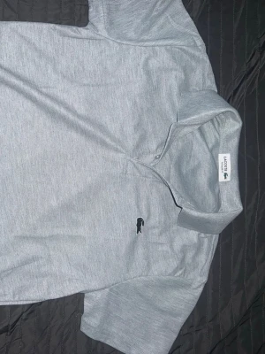 Grå pikétröja från Lacoste - Snygg grå pikétröja från Lacoste med klassisk krage och korta ärmar. Tröjan har den ikoniska krokodilloggan broderad på bröstet. Perfekt för en stilren och avslappnad look.