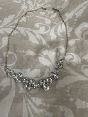 Silverfärgat halsband med klara stenar LBVYR - Snyggt halsband i silverfärg med flera runda, klara stenar som ger ett glittrande intryck. Kedjan är tunn och justerbar med ett litet lås. 