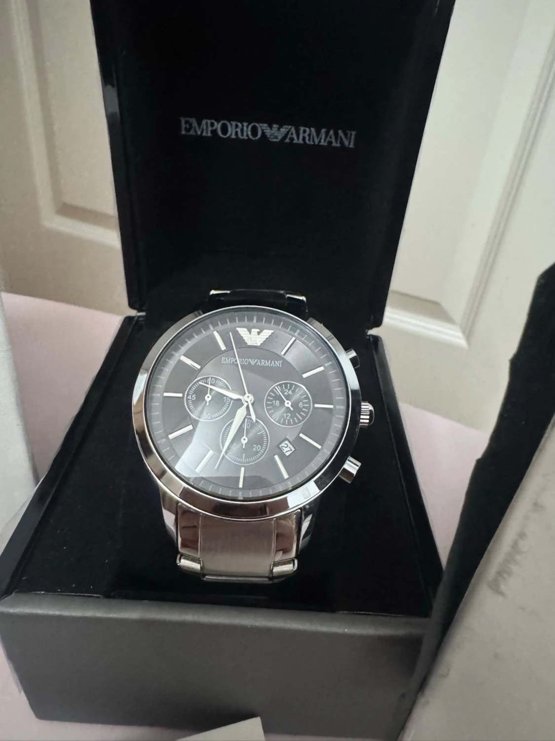 Emporio Armani silverfärgad klocka svart  - 1
