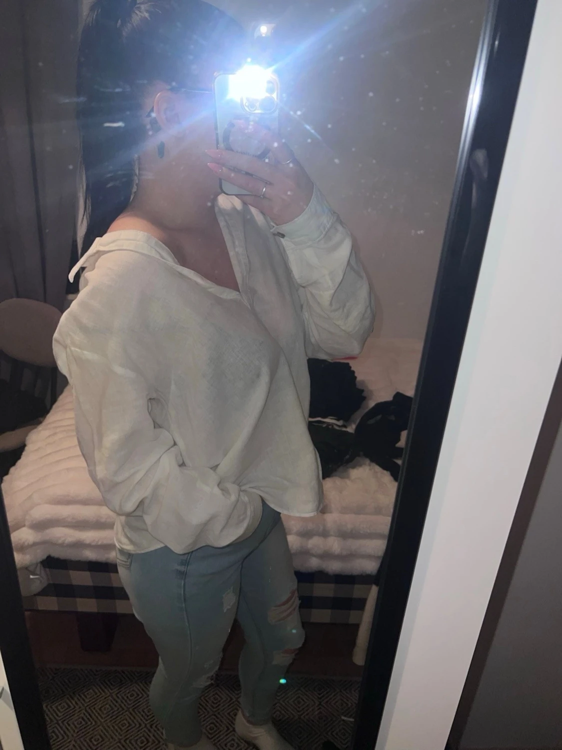 Ljusblå ripped skinny jeans från Shein - 1