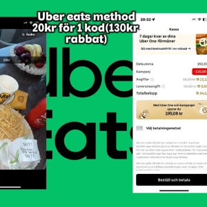 Uber eats rabbat kod(kom dm) - Säljer uber eats rabattkoder för endast 20kr st