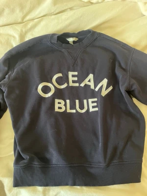 Marinblå sweatshirt med tryck - Cool marinblå sweatshirt. Lite nopprig vid kragen men inget som syns!