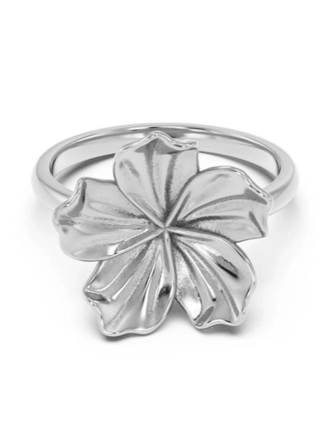 Silverfärgad ring med blomma
