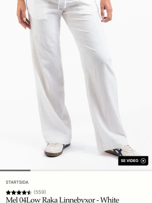 Linnebyxor  - Säljer ett par oanvända linnebyxor från Madlady då jag beställde fel. Prislappen är kvar och byxorna är endast testade. Läng: regular, storlek: XS.