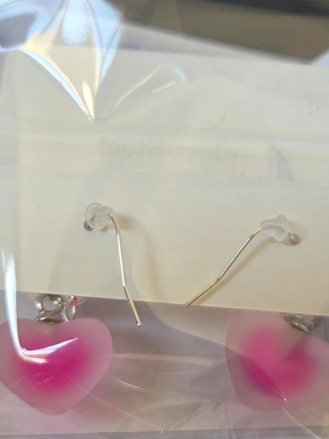 Rosa hjärtformade örhängen i stål - 3