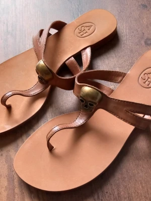 ASH sandaler i brunt, storlek 36 - Sandaler med tårem och remmar över foten. Skallformade detaljer i metall.