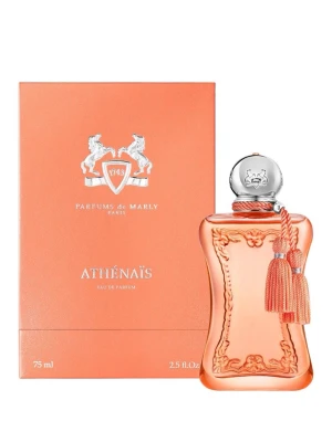 Parfums de Marly Athénaïs EdP 75ml - Lyxig parfym i en elegant, persikofärgad flaska med silverfärgad kork och dekorativ tofs. Flaskan har vackra detaljer och kommer i en matchande ask. Doften är Eau de Parfum och rymmer 75 ml.  
