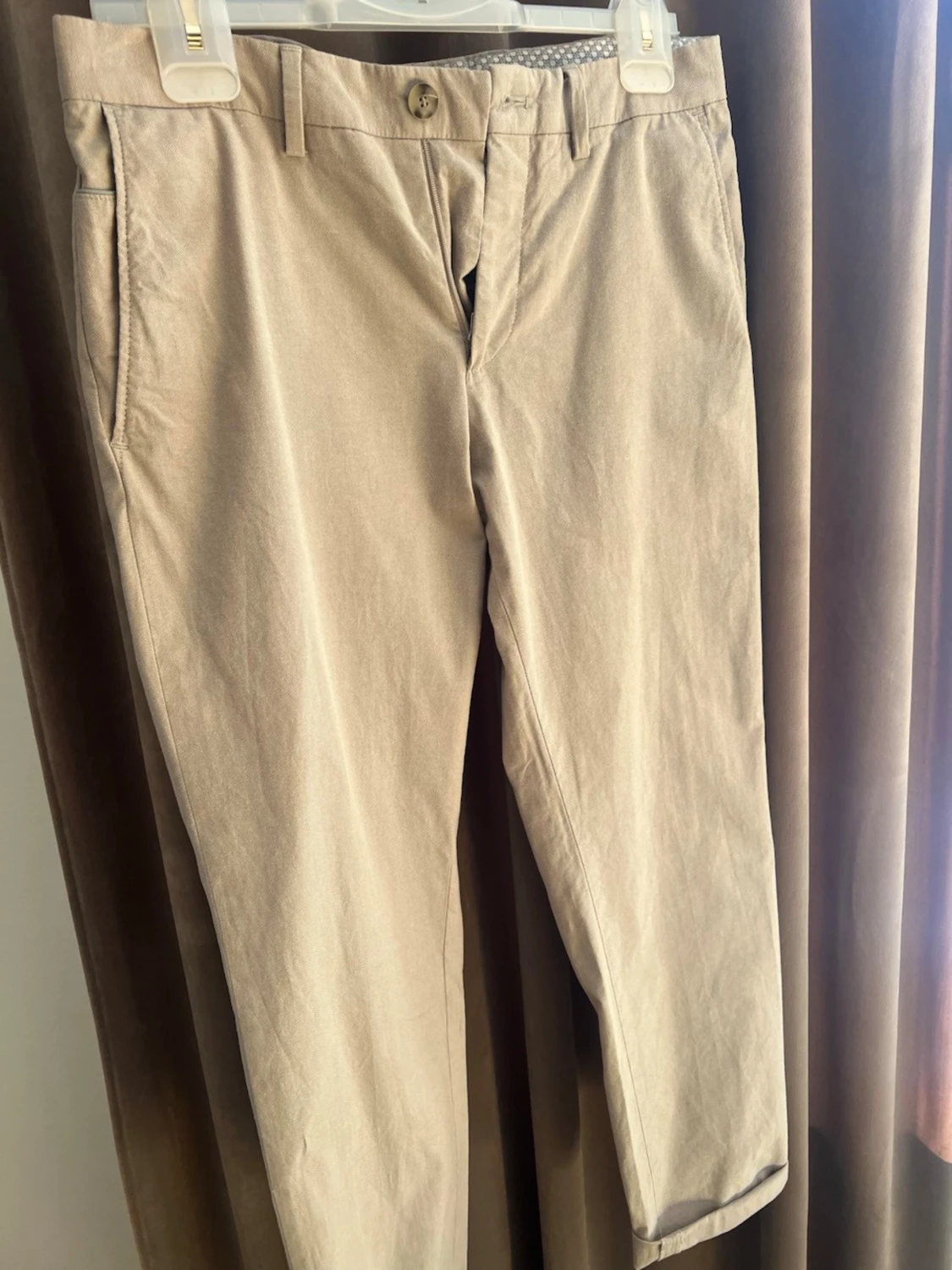 Beige chinos med rak passform - 3