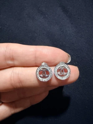 Rostfritt stål örhängen - Rostfritt stål örhängen. Örhängena har en liten glittrande detalj i form av en blomma på ena sidan. Perfekta för dig som gillar stilrena accessoarer med lyxig känsla.