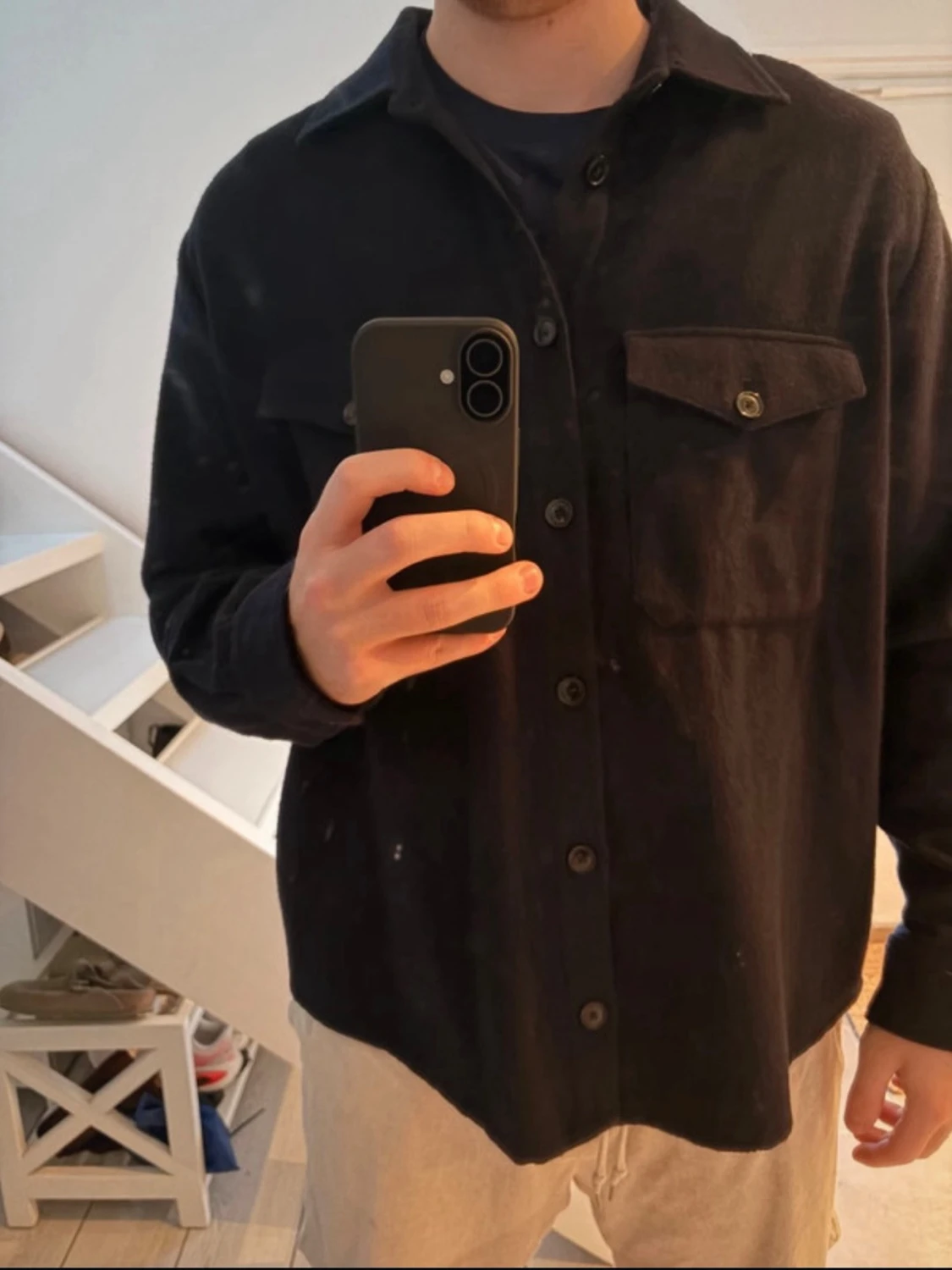 Mörkblå overshirt med fickor - 3