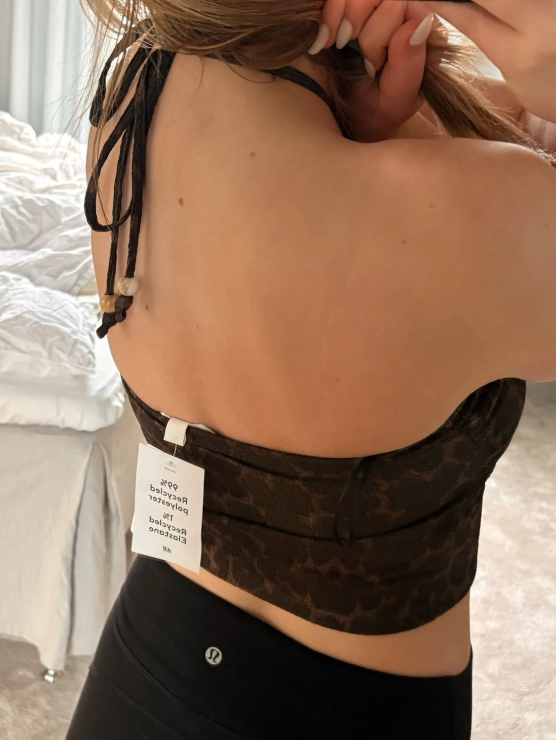 Leopardmönstrad croppad halterneck topp - 1