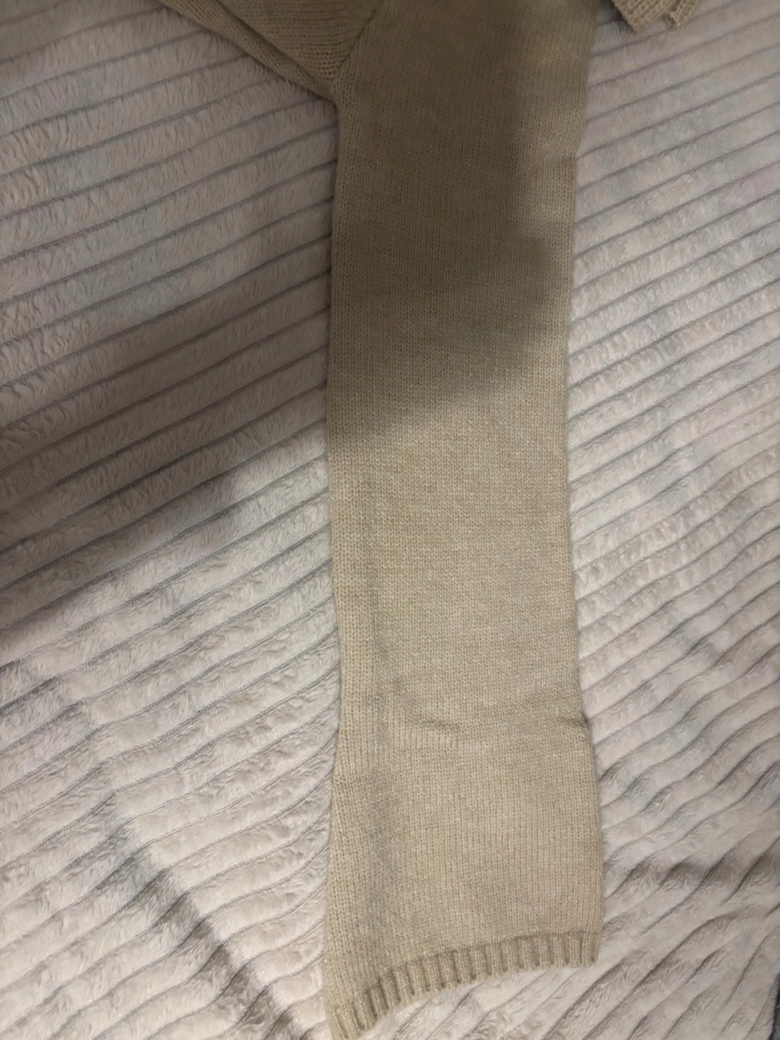 Beige off shoulder stickad tröja - 2