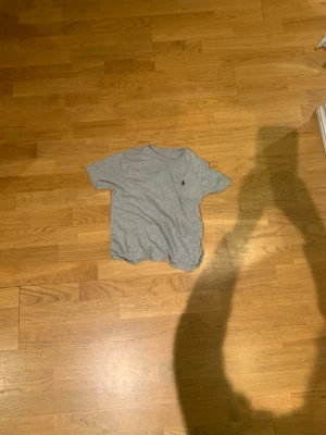Grå t-shirt från Polo Ralph Lauren - Klassisk grå t-shirt från Polo Ralph Lauren med den ikoniska lilla broderade loggan på bröstet. T-shirten har rund halsringning och korta ärmar, perfekt för en avslappnad och stilren look.