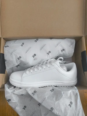 Vita sneakers från Crosshatch - Stilrena vita sneakers från Crosshatch med klassisk låg profil och vita snören. Skorna har en enkel och clean design i syntetmaterial som passar till det mesta. Perfekta för dig som gillar minimalistisk stil och vill ha ett par fräscha sneakers till vardagslooken.