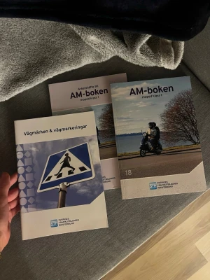 AM-boken moped klass 1 + vägmarkeringar - Paket med AM-boken för moped klass 1, tillhörande arbetsbok samt häfte om vägmärken och vägmarkeringar. Perfekt för dig som pluggar till AM-körkort. Böckerna har färgtryck och tydliga bilder, mjuka pärmar och är på svenska.