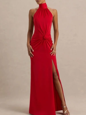 Röd maxi dress - Så fin röd lång klänning med vacker detalj & öppen rygg. Hög krage och slits. Perfekt till bal eller andra evenemang 😍😍 Storleken är UK8 vilket landar på en ish 40/42 svensk storlek men passar mig och sitter lite tajtare runt om midjan på mig som vanligtvis är en M och 169cm lång ❤️ Nypris 1800 & 1200 utan tax included   Helt oanvänd endast testad.  