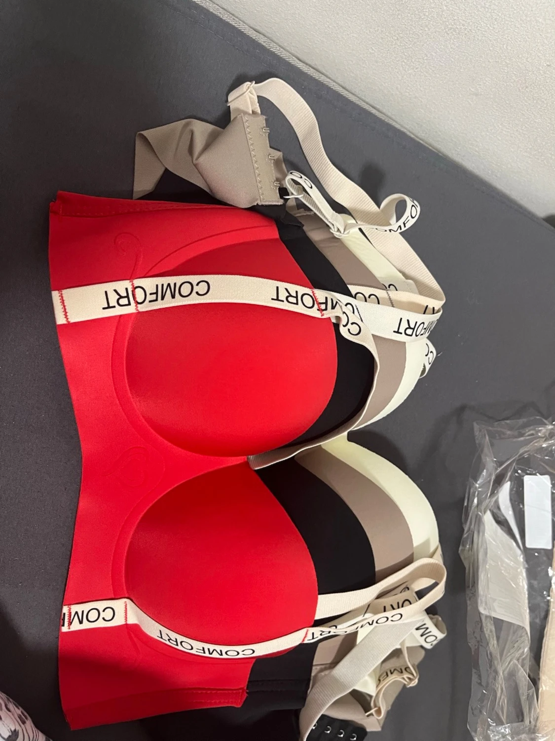 Röd och svart bh med breda band - 1