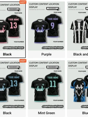 JUL Personlig fotbollströja i olika färger - Snygg fotbollströja från JUL som kan personifieras med eget namn och nummer. Finns i flera färger som svart, lila, svartvit, blå, mintgrön, orange och khaki. Tröjan har sportig design med tryck och korta ärmar, perfekt för match eller träning.