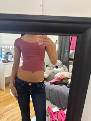 Rosa croppad ribbad topp - Använd 1 gång, söt men kommer inte till användning 