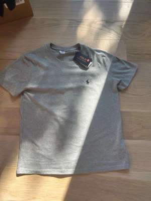 Grå t-shirt från Polo Ralph Lauren - Snygg grå t-shirt från Polo Ralph Lauren med klassisk logga broderad på bröstet. T-shirten har rund halsringning och korta ärmar. Tillverkad i mjuk bomull som känns skön mot huden. Perfekt till jeans eller shorts.